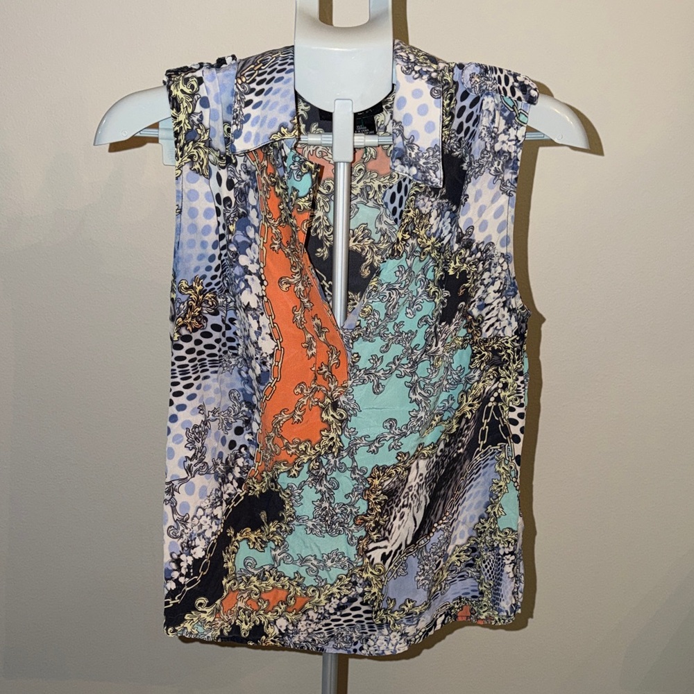 Etcetera Vibrant 100% Silk Patterned Sleeveless B… - image 1